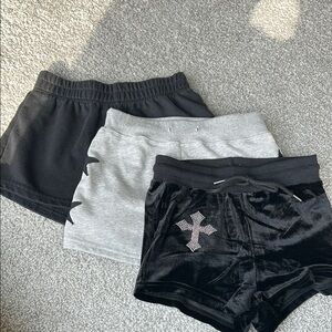 Black and Gray Shorts Set with Cross Detail